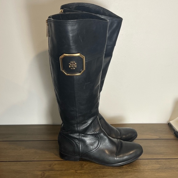 Tory Burch black leather Lawrie riding boots size 8M - Picture 6 of 14